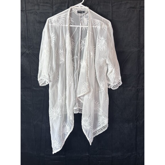 Como No? By Biz Other - Como No? By Biz Womens Small Swim Coverup White Jacket Dandelions
